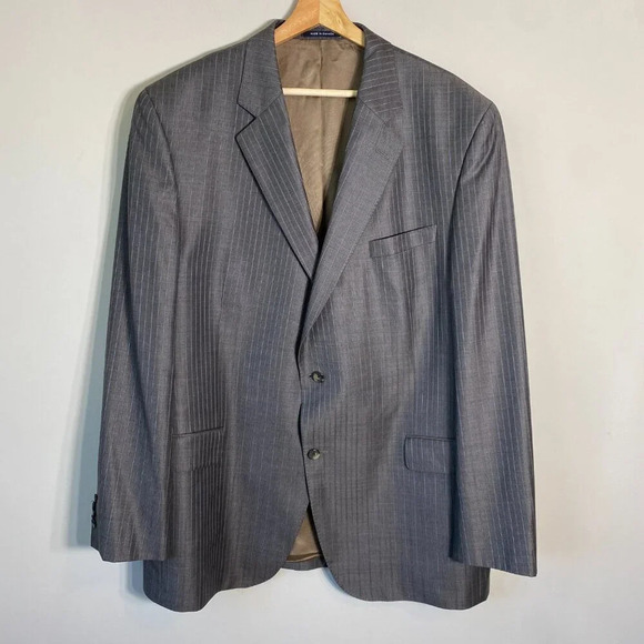 Cremieux Collection Wool Sport Coat Men's 48L Ing Loro Piana Pinstripe Gray Blue - Picture 4 of 16